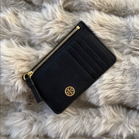 Tory Burch Handbags - Tory Burch Black Leather Zip Card Case